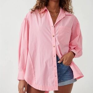 Free People Pink Button Down Shirt
